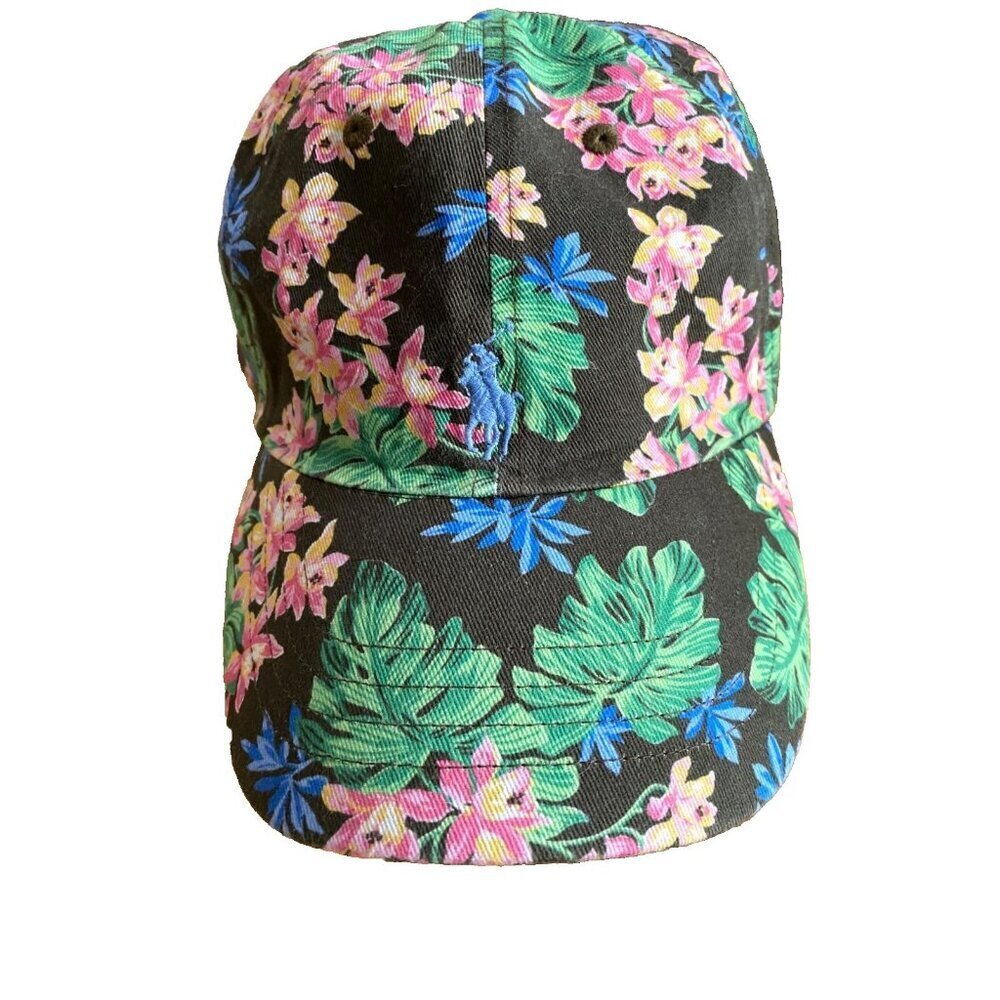 Polo Ralph Lauren Hawaiian Floral Embroidered Pony Baseball Cap Green Unisex